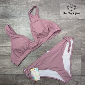 Lomitti Tie Back Top Tie Side Bottom Bikini Swimsuit Size XL